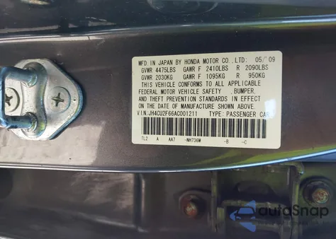 2010 Acura Tsx 2.4 z USA, uszkodzony, nr VIN JH4CU2F66AC001211